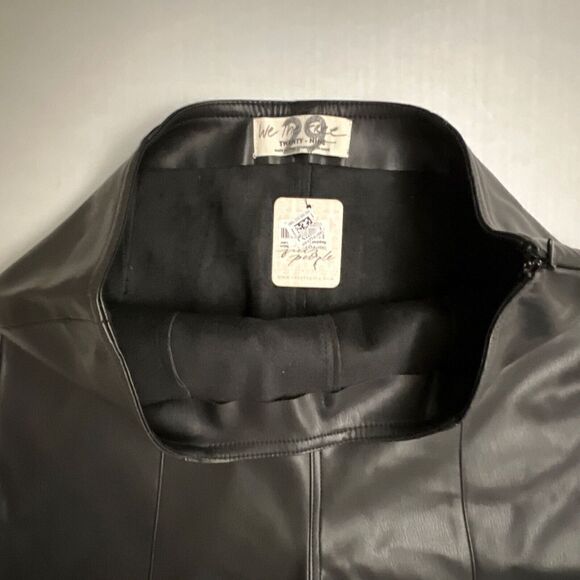 Free People Womens Sz 29 Black Faux Leather Spitfire Stacked Skinny Leggings - Picture 8 of 11